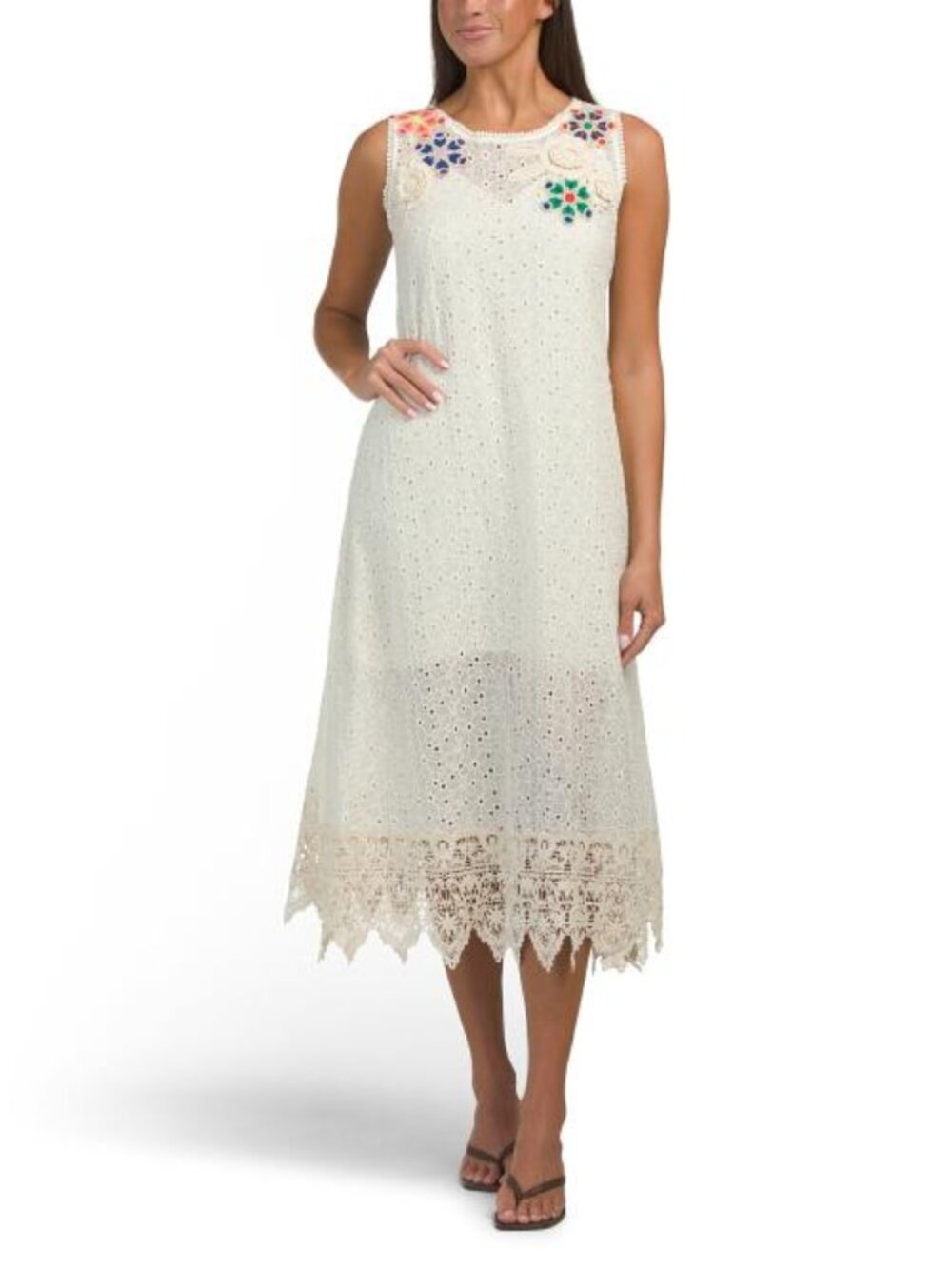 JOHNNY WAS Petite Nydia Applique Slip Dress